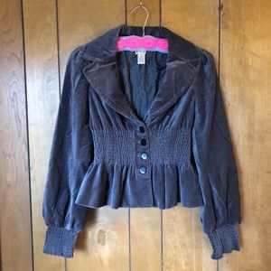 ELEVENSES Velveteen Fit & Flare Blazer Jacket